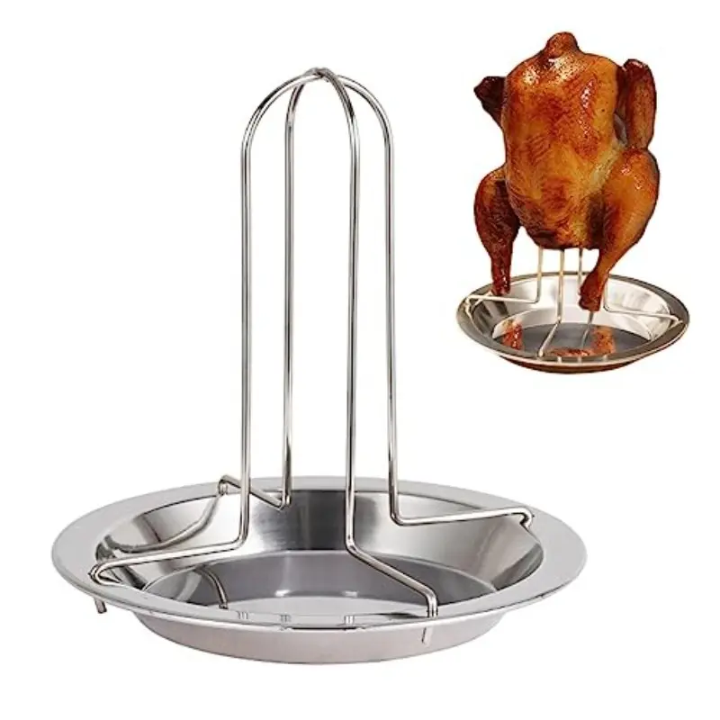 Outdoor Charcoal Chicken Roaster & Grilling Pan, Non-Stick Vertical Skewer Style, Foldable Portable Detachable with Drip Pan, Barbecue Accessories, Bbq Tools, Grilling Tools
