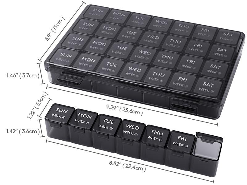 Lifewit Monthly Pill Organizer - 28 Day Pill Box with 4 Weeks One Month Pill Cases, Large Compartments for Vitamins, Fish Oils & Supplements