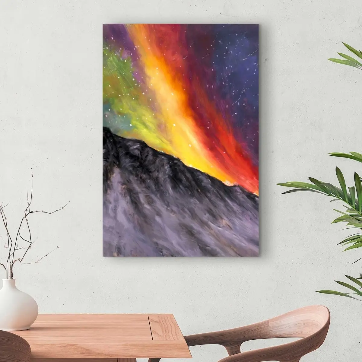 The Mountain 24 x 36 in. Aurora Borealis Aesthetic Print Wall Art - High-Def Contemporary Nature Decor for Home & Office, Art Wall Decor