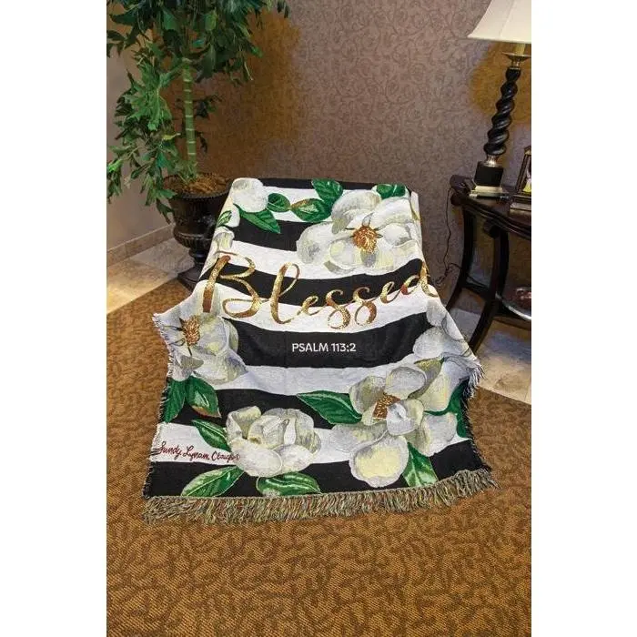 Blessed Magnolia Tapestry Throw Blanket