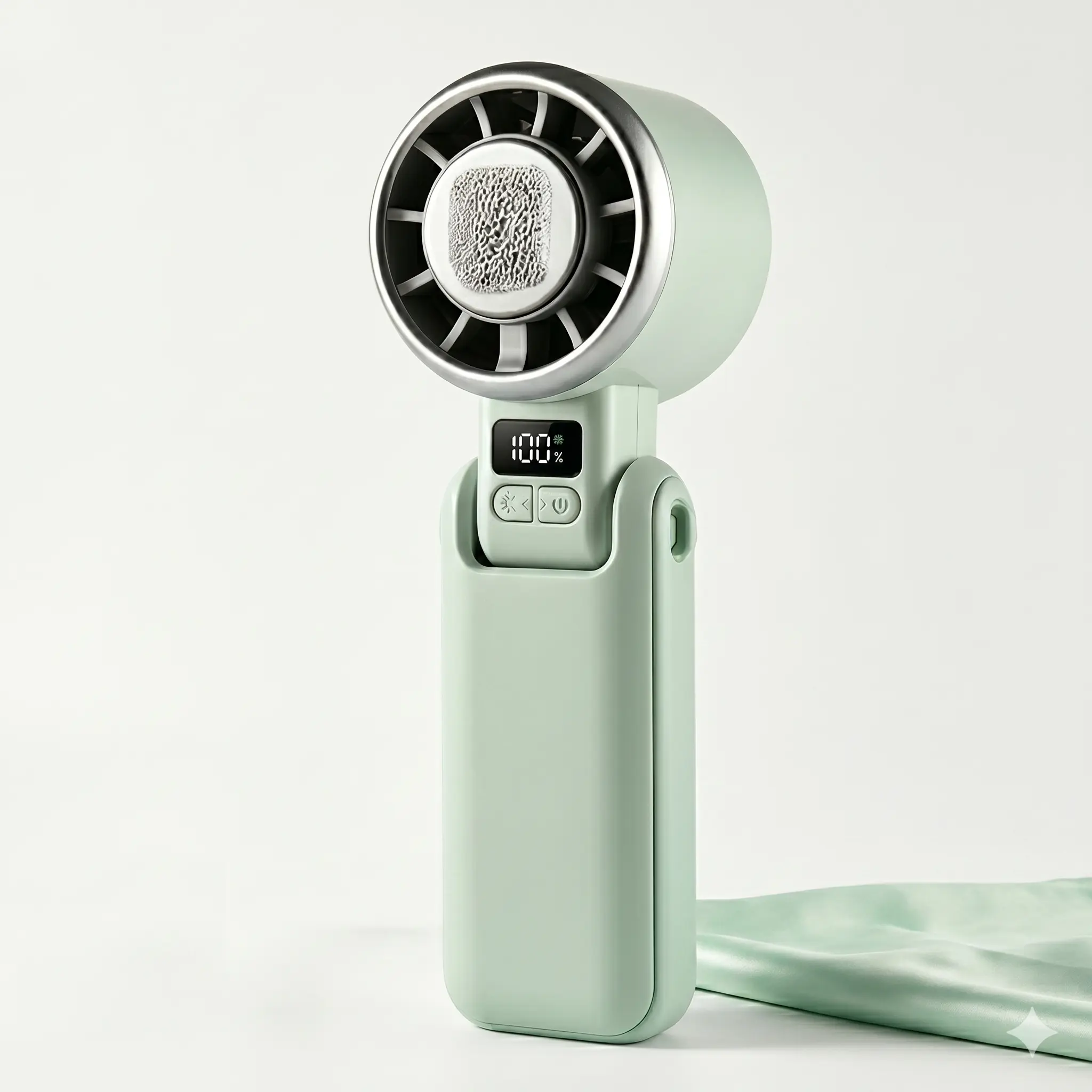 Portable Mini Cold Compress Handheld Fan with Digital Display, Rechargeable USB Personal Cooling Fan, Foldable Pocket Turbo Fan, 5 Speed Battery Operated Hand Fan for Summer Travel Outdoor Camping Beach, Summer Essentials
