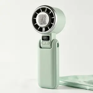 Portable Handheld Turbo Fan, Rechargeable Mini Personal Fan with Digital Display, 5-Speed Cooling, Foldable USB Desk Fan for Outdoor, Travel, Camping, Commuting, Summer Essential