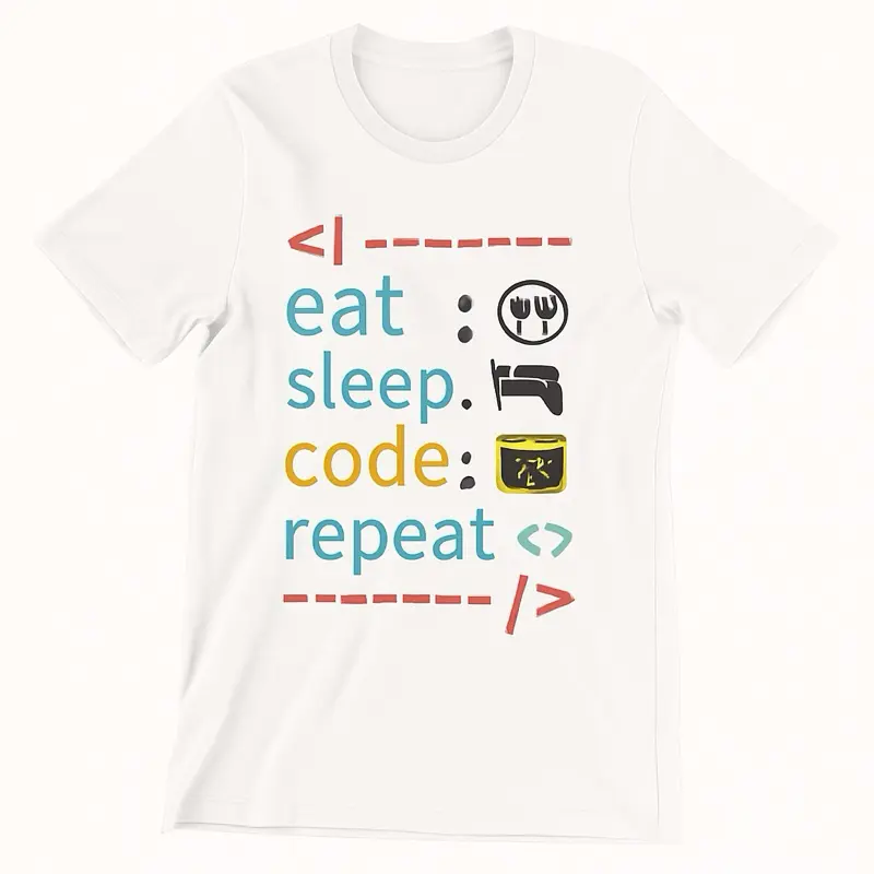 “Eat, Sleep, Code” Sublimation Print TShirt