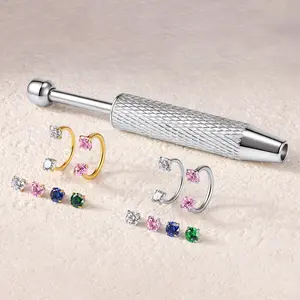 BODY FREEDOM Titanium TINY GEM Horseshoe Nose Hoop Internally Threaded Gems for Piercings Nose Ring with Tiny Gems