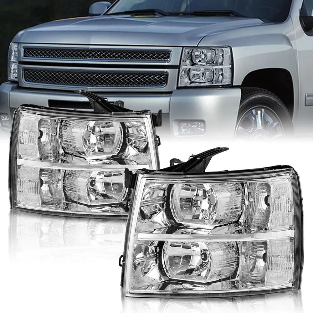 MOSTPLUS Headlight W/ Clear Reflector For 2007-2013 Chevy Silverado 1500 2500 3500 Front Pair MOSTPLUS Headlight W/ Clear Reflector For 2007-2013 Chevy Silverado 1500 2500 3500 Front Pair