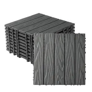 Outvita 1 ft. x 1 ft. Plastic Composite Deck Tile in Gray Brown (27 per Case) Summervibes