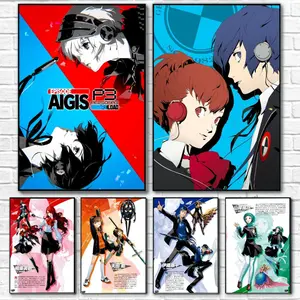 Classic Game P-Persona 3 Reload Poster Sticker Self-Adhesive Posters Set Unframed Art Print Wall Art Gallery-Grade Waterproof Fade-Resistant & Scratch-Proof Perfect Gift & Home Decor Living Room, Bedroom, Home Decoration Multiple Size Wall Art Stickers