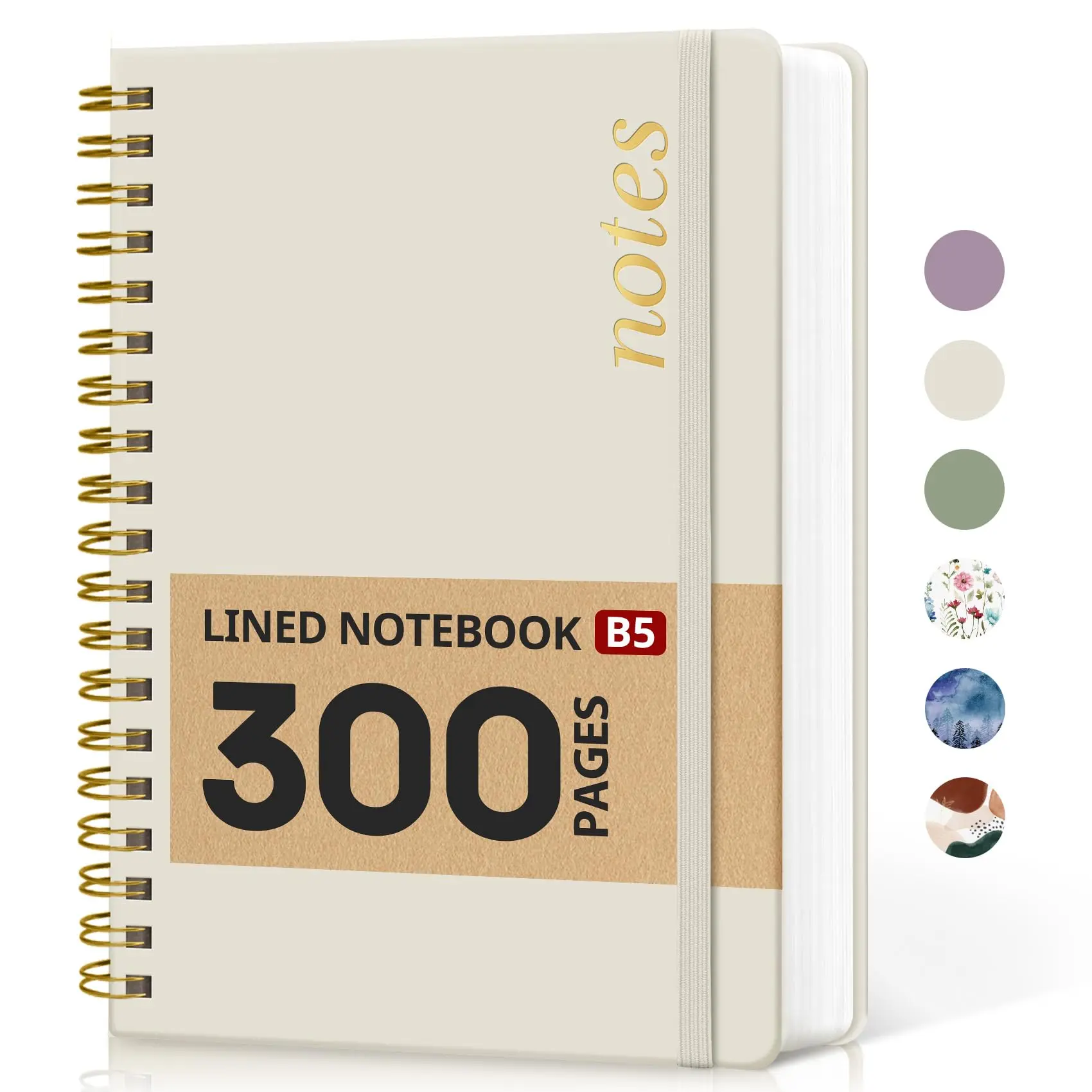 Thick B5 Spiral Notebook Journal for Work, 300 Pages, College Ruled, Hardcover, for Women & Writing, Office Home School Supplies