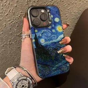 [Van Gogh, Phone Case] Van Gogh Starry Night Oil Painting Vintage Art Pattern TPU Case |   for iPhone17 16 PRO MAX, iPhone 15/14 PLUS/16/13P/12/11/7/77P/X/XR/XSMAX, Business Anti-Drop, Colorful Silvery, Durable Protective Cover, High Aesthetic