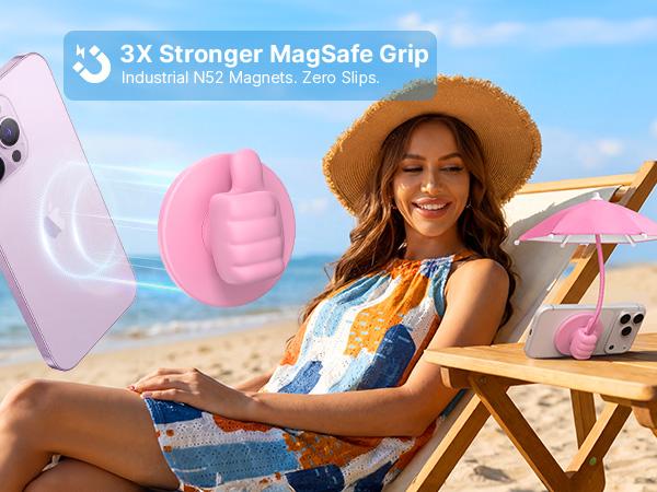 Phone Umbrella for Sun Shade Magnetic: Universal Thumbs Up Cell Phone Umbrella for iPhone Beach Outdoor Pool Travel Sunshade UV Protection Adjustable Funny Gadgets for Women Teens Girls Boys Men Easter Gifts Sun Umbrella Holder