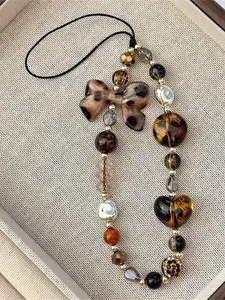 Leopard Print Amber Phone Chain Keychain Bag Strap, Stylish Accessory, Durable and Trendy, Perfect Gift, Multi-Use Practical Item, Phone Charm