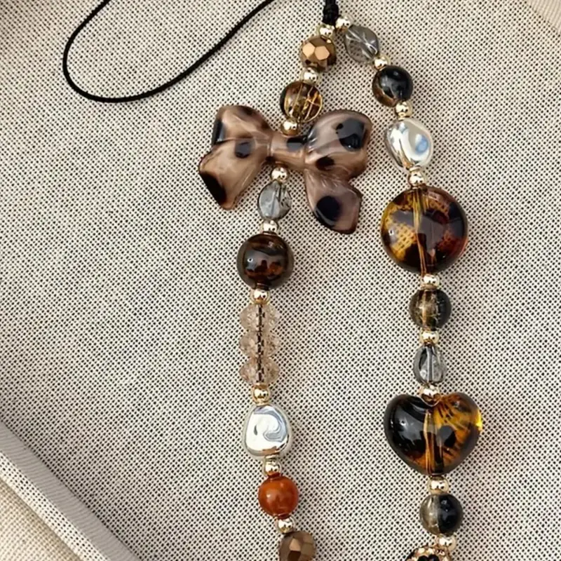 Christmas Leopard Print Amber Phone Chain Keychain Bag Strap, Stylish Accessory, Durable and Trendy, Perfect Gift, Multiple Uses