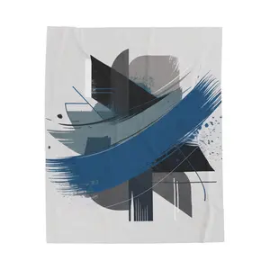 Geometric Abstract Velvet Polyester Blanket - Modern Home Decor Throw, Medium Weight, High-Detail Print, Pillowy Weave, Vibrant, Plush, Velveteen Texture