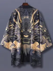 Travel Tropical Beach Cloak for Couples, European and American Casual Loose Kimono Shirt with Unicorn Print, Summer Sunscreen Cardigan for Parties