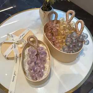 25-Count Handmade Grape Cluster Soap Set, Fun Shape, Plant Oils, Moisturizes Cleansing Natural Gentle Fragrance Body Care Cleanser, Mother's Day Aesthetic Gift for Mom with Ribbon & Gift Box, Bathroom Decor