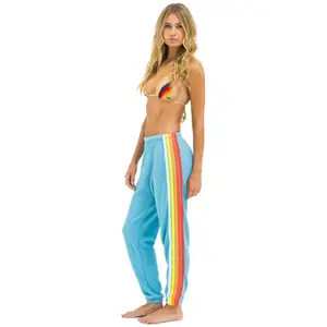 5 STRIPE SWEATPANTS - AQUA // WHITE NEON