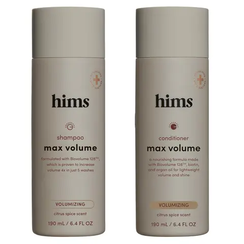 Hims Max Volume Men's Haircare Pack - Argan-Infused, Gentle, Lightweight, Hydrating Citrus Spice Shampoo & Conditioner Set, 2 x 6.4 fl oz Bottles