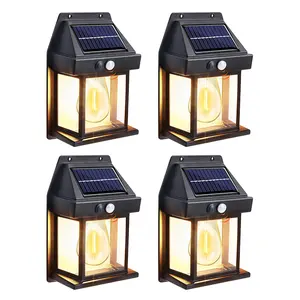 4 Pack Solar Wall Lights Outdoor Dusk to Dawn Solar Garden Lights Landscape Lighting 3 Lighting Modes Solar Motion Lights Outdoor Wall Mount Light for Outside Patio Fence Yard Garage