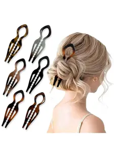 Cross-border new plastic U-shaped fishtail hairpin French hair clip New Chinese hairpin ball head fixed hairpin women's 6-piece set