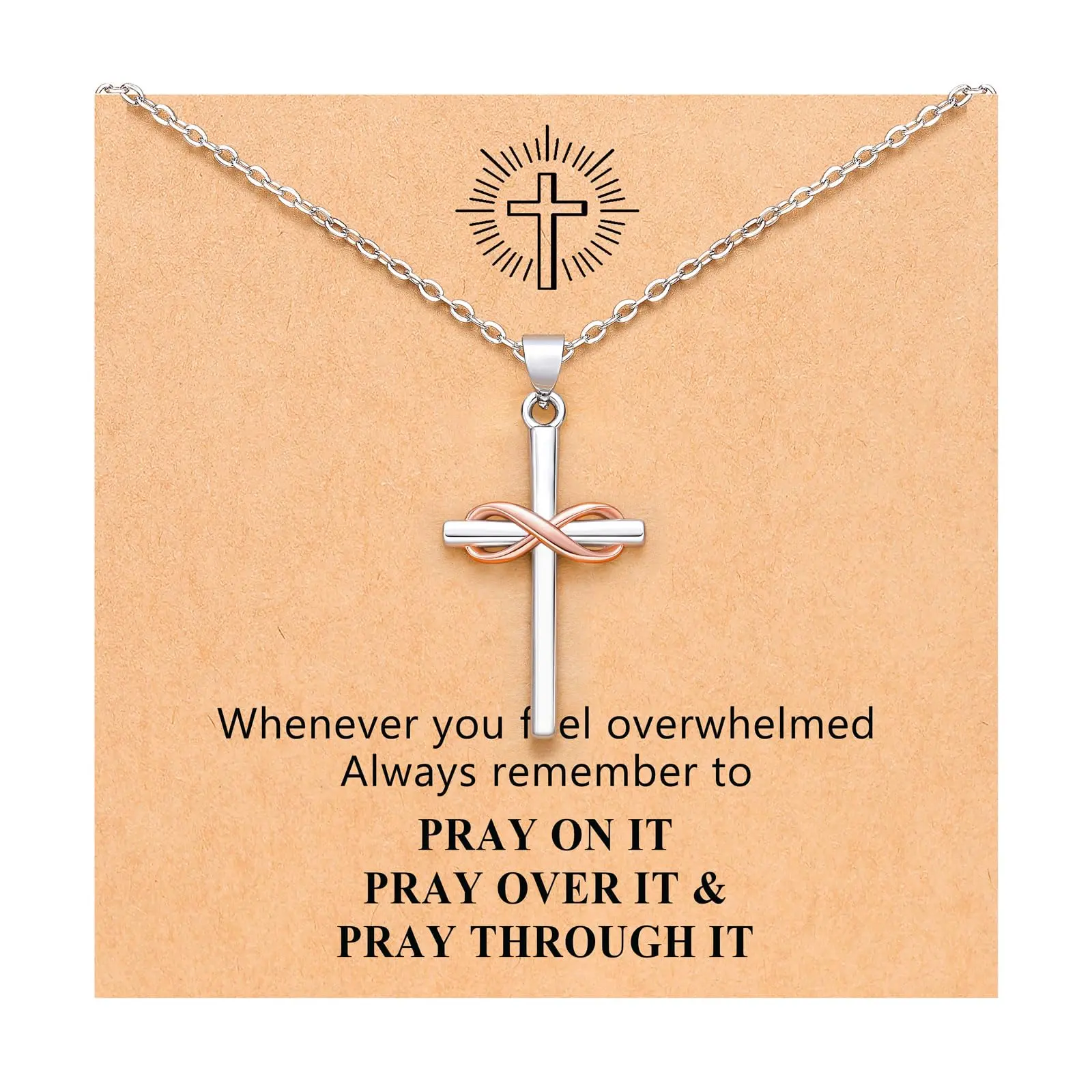 Infinity Cross Necklace for Women, Christian Baptism Gifts for Women Confirmation Gifts for Teen