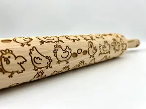 Chicken & Eggs Embossed Rolling Pin for pottery & baking