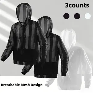 Breathable hooded sun jacket for summer—unisex casual outerwear with a mesh design that doesn’t trap heat. Ideal for outdoor sports and travel; provides sun protection and UV blocking for a cool feel under the sun!