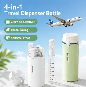 4-in-1 Portable Cosmetic Shampoo Dispenser Storage Bottle Plastic Travel Friendly Compact Design for Easy Carrying