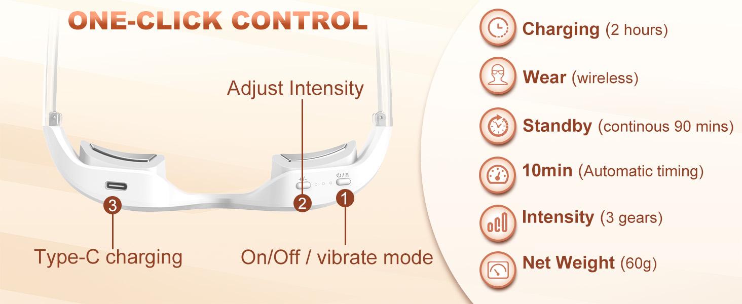 Red Light Therapy Glasses for Under Eyes Microcurrent Eye Massager, Hands-Free Device to Reduce Dark Circles, Puffiness, Wrinkles & Eye Fatigue Rejuvenation Mask for Women & Men