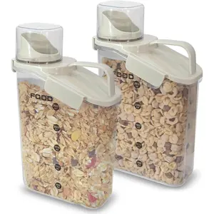 Two Pack  & Cereal Storage Container - 2.6L Airtight Plastic Kitchen Organizer Bin with Pouring Spout, Measuring Cup Lid, Ideal for Dry , Rice, Sugar,  dispenser -