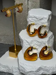 Golden Ember Wave Hoops 3 Pack