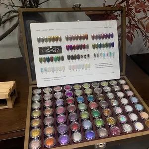 New 70 Color Nail Art Magic Mirror Powder Set, Includes Brushed Color Chart, Moonlight Opal Glitter Powder, Hot Selling High Gloss Sparkle, Glitter Package, Metallic Sparkle, Nail Art Design, Nail Art Supplies