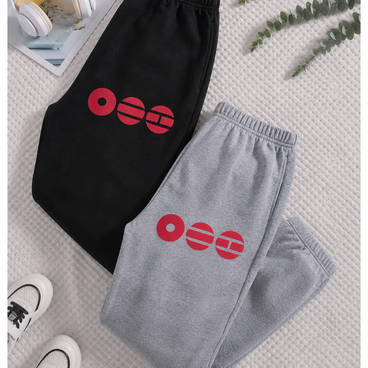 Retro Red Logo Sweatpants, Minimalist Graphic Joggers, Y2K Streetwear Pants, Unisex Casual Sweatpants, Trendy Lounge Pants Gift