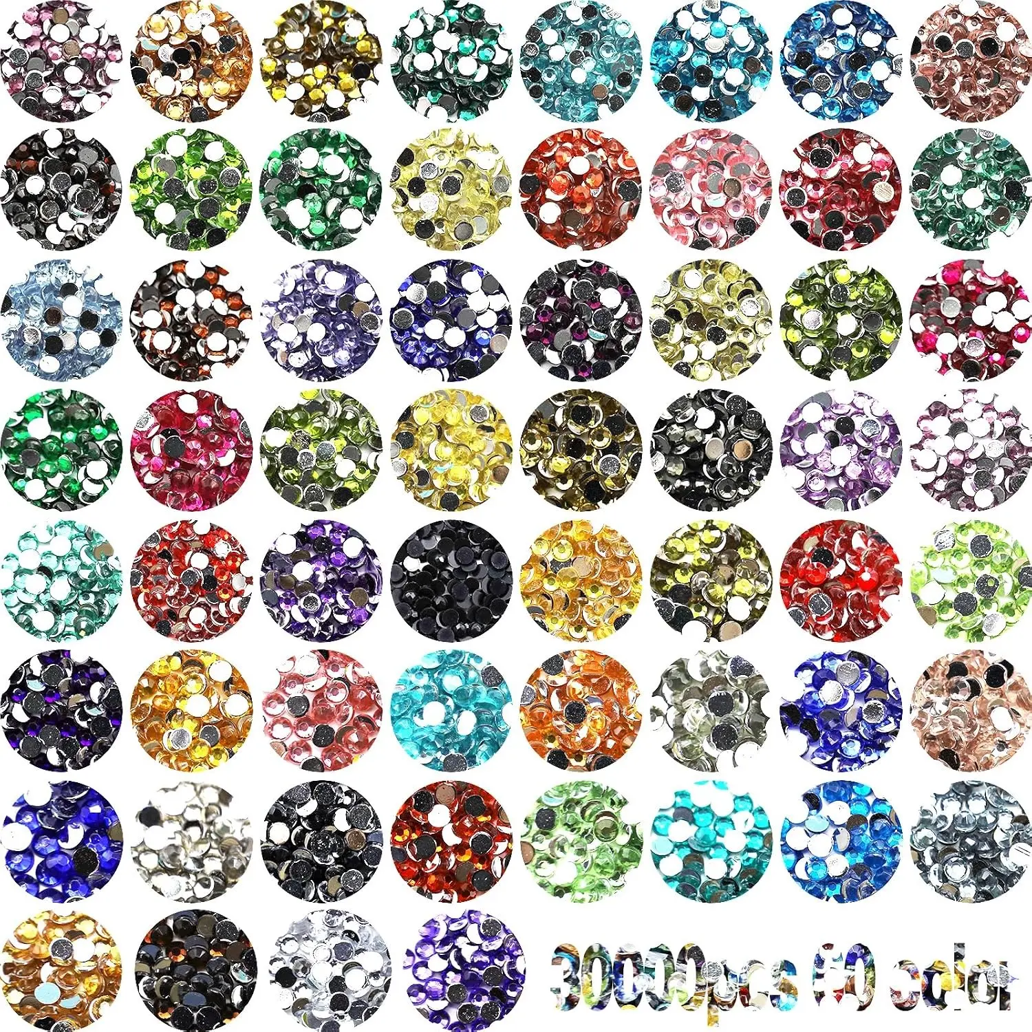30000Pcs 60 Color 5D Shiny Diamond Art Painting Beads Flat Back Rhinestone Painting Accessories Round Resin Beads for DIY Craft