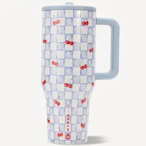 ACTA Traveler 40oz Tumbler Cherry Checkers - Leakproof Cupholder Compatible Hygienic Flip Straw Durable Insulated Hydration Companion HydroJug Traveler - Drinkware, Bottle