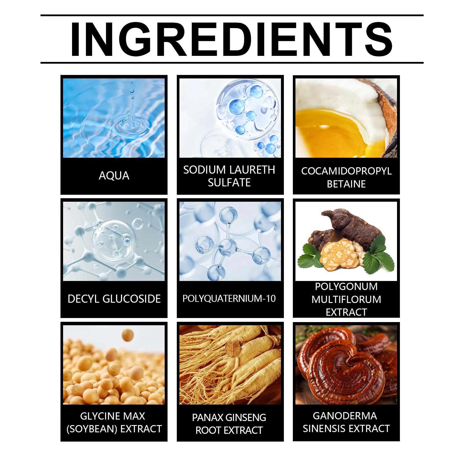 3 in 1 Hair Dye Shampoo Natural Herbal Ingredients Contains Ginseng Extract Black Hairdye Can Cover Gray Hairs Long Lasting Semi-Permanent Natural Color