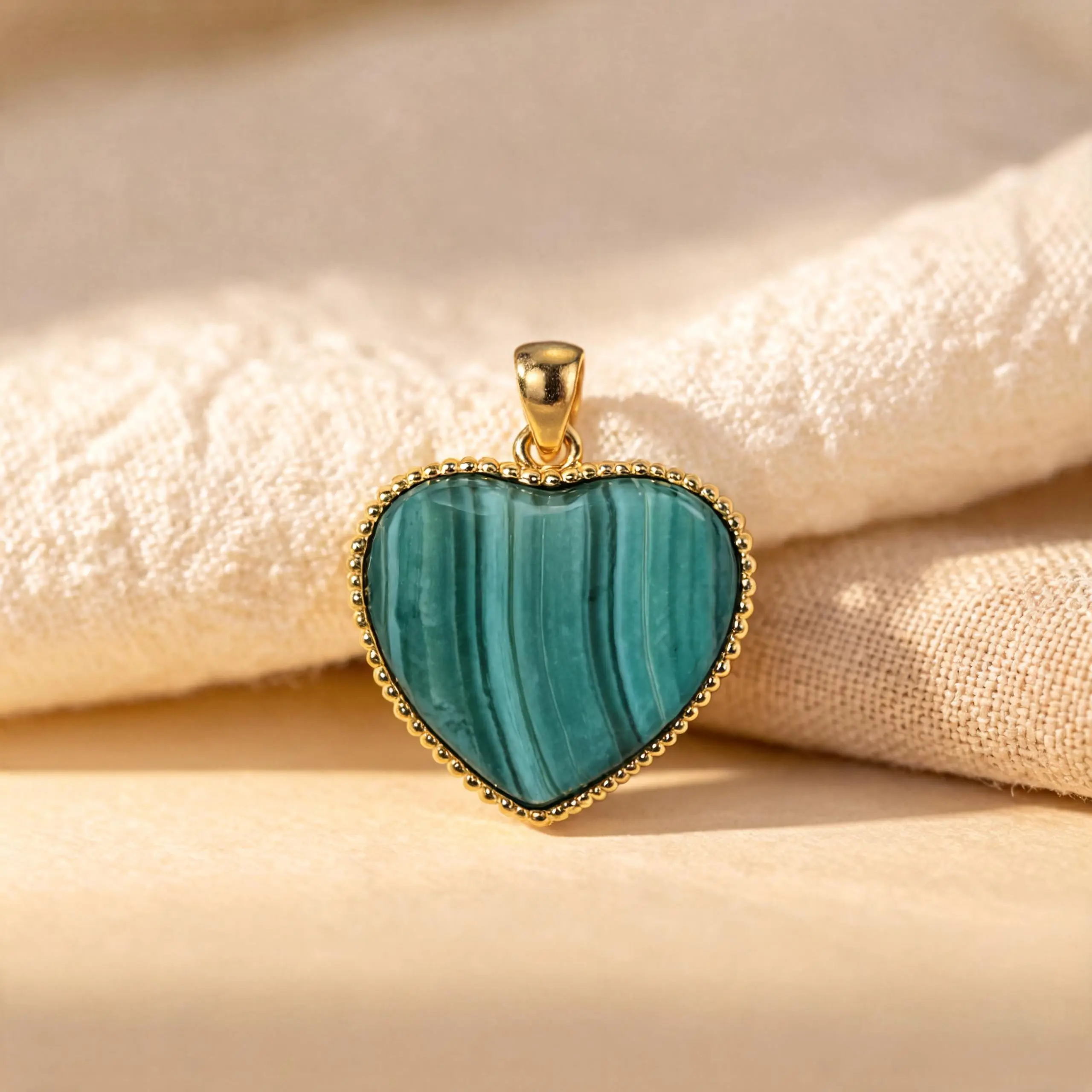 0.84in*0.6in Vintage Full Milgrain Heart Natural Malachite Pendant/Electroplated Gold S925 Sterling Silver Pendant/product diversity
