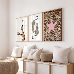 Trendy Apartment Decor, Funky Y2K Living Room Gallery Wall Art, Leopard Decor, Preppy Pink Decor Girls Aesthetic Martini