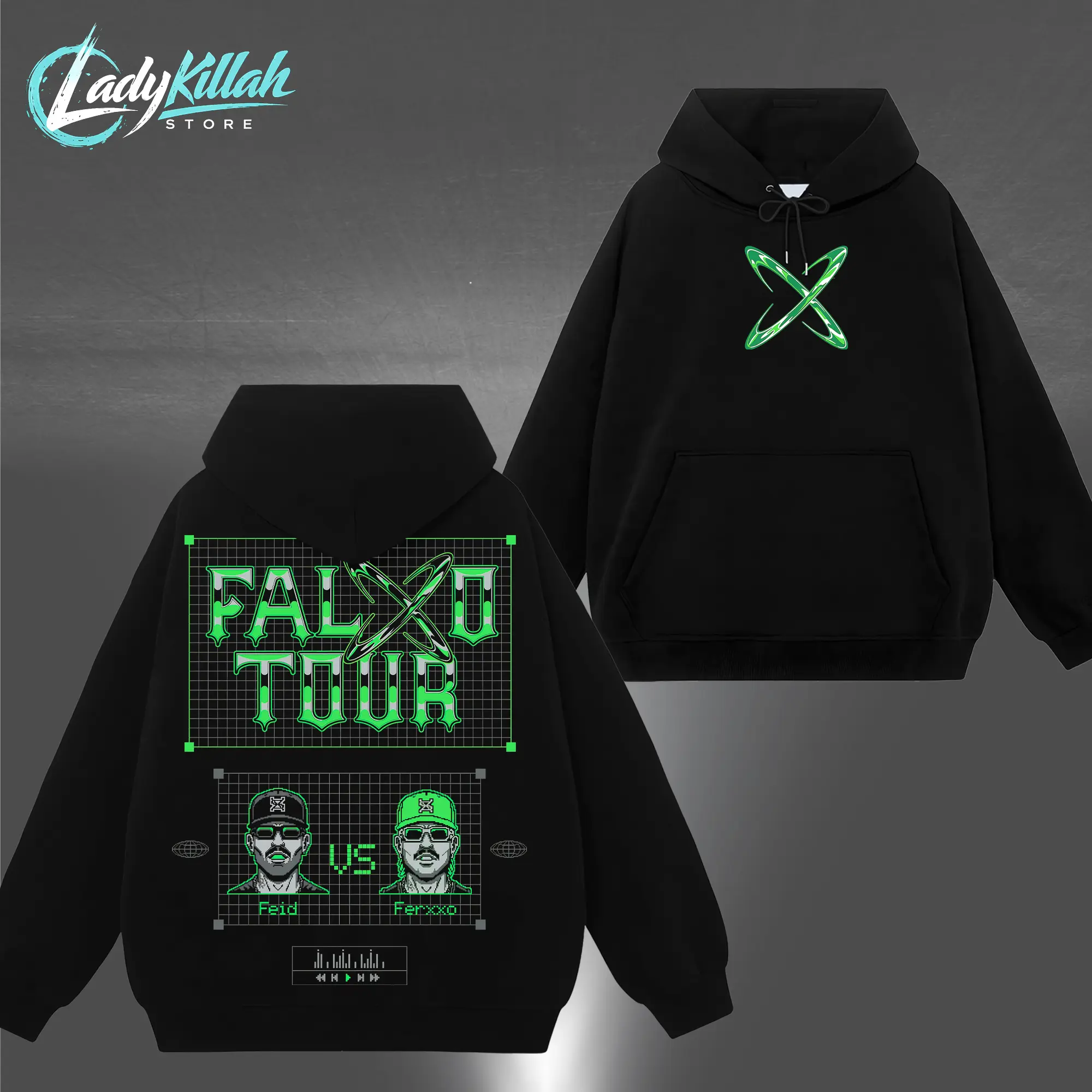 [LadyKillahStore] Feid Tour Shirt Reggaeton Concert Tee Urban Latin Streetwear Green Print Concert Outfit T-Shirt, Merch For Feid Fans VF6