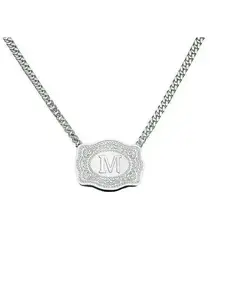 Necklace 26 English Letters Belt Buckle Necklace Embossed Copper Necklace Belt Buckle Shape Necklace Gift for Men and Women