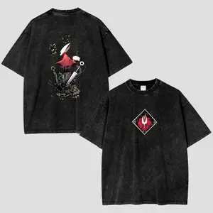 Hollow Knight Silksong Hornet Vintage Shirt, Anime Style Acid Washed Graphic Tee & Gildan Hoodie, Retro Y2K Double Print Shirt, Oversized Unisex Cotton Streetwear, Gaming Inspired Casual Outfit, Unique Gift for Gamers & Anime Lovers Fabric Soft