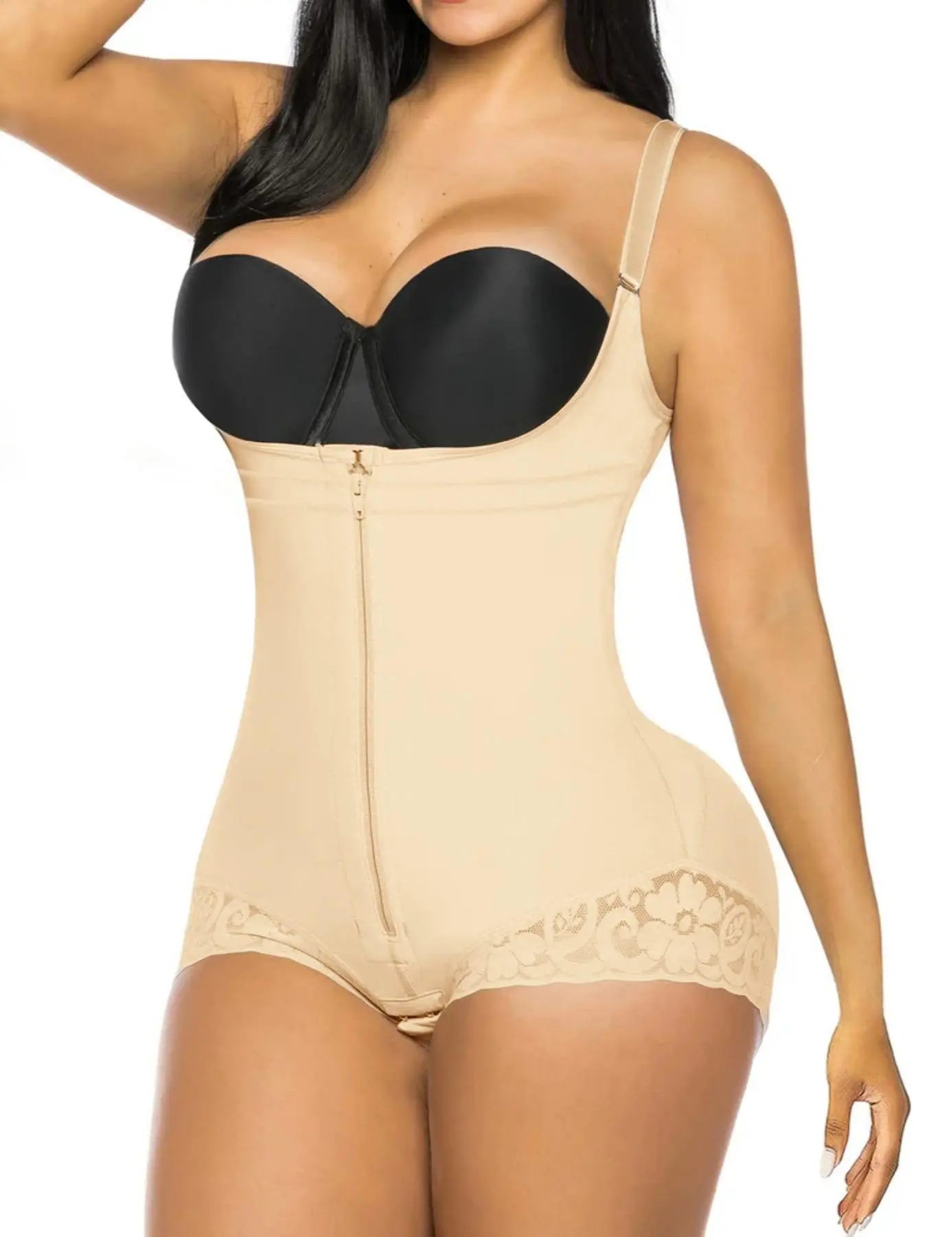 1 Count Women's Open Bust Butt Enhancing Abdomen Smoothing Sculpting Body Shapewear, Fajas, Colombian Shapewear, Zipper & Hooks Tight Bodysuit, High Compression Bodysuits, For Casual Gatherings, Sports & Various Occasions