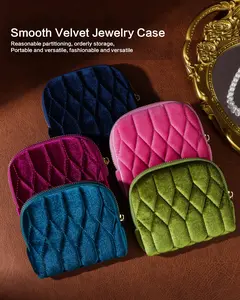 VIDIFINA Velvet Jewelry Pouch Bags–Travel Jewelry Case for Bracelet Rings Earrings, 5-Layer Velvet Organizer (125x120mm, Diamond Quilted)