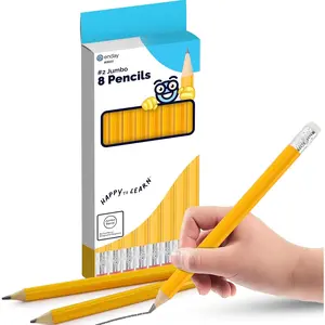 Enday  Pencils For  (8 Pack) No 2 for ,  School Supplies,  Pre-Sharpened Round Pencil with Eraser Top, Thick Pencils for  ages 4-8