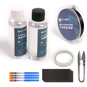 Fishing Rod Repair Kit with Epoxy Glue, Wrapping Thread, Clipper, and Masking Tape