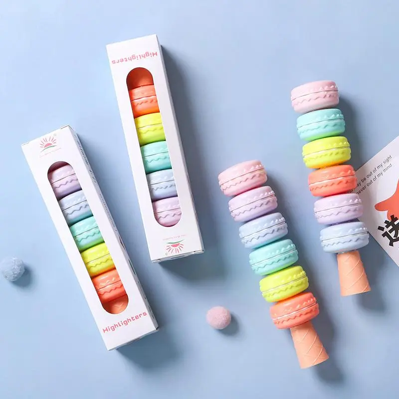 Cute Cartoon Stackable Highlighters, 5 Adorable Shapes & Rich Pastel Color