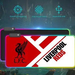 Liverpool FC Football Club Mouse Pad RGB LED Light Gaming Mousepad Waterproof Large Gamer Mouse Carpet Big Mause Keyboard Pad PC Desk Play Mat with Backlit