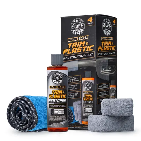 Chemical Guys Rapid Black Trim & Plastic Restoration Kit - Automotive Car Detailing Set with Precise Control, Deep Black Finish, Easy-to-Use Lightweight Suspension Gel, Long-Lasting Shine & Protection for Exterior Surfaces, Rust Prevention, Fade Defense