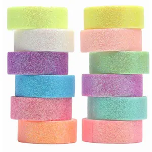 12 Rolls Glitter Washi Tape Set Christmas Washi Masking Tape Decorative Adhesive Tape for Scrapbooking DIY Crafts Crafters Embellished Journals Planners Cards  Wrapping Ribbons Wedding (B)