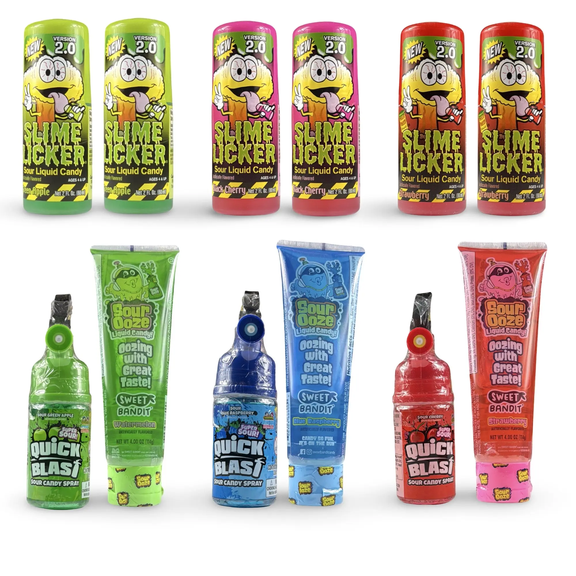 Sour Candy 2-Pack Full Size Combos Including Sour Gel & Spray, Slime Lickers and More