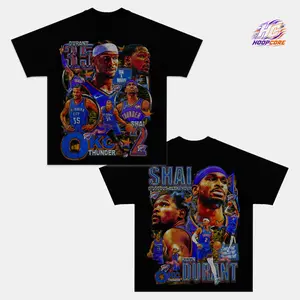 Durant No. 35 & Shai No. 2 Graphic Tee, Vintage Basketball Star T-Shirt, Thunder Court Action Fan Merch, Double Sided Jersey Style Tee, Game Day Streetwear, Unisex Cotton T-Shirt Gift for Basketball Lovers